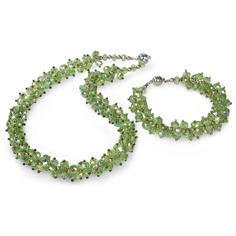 JwL Luxury Pearls Set náhrdelník s náramkem zelený JL0068