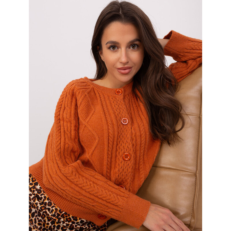 Fashionhunters Tmavě oranžový pletený svetr