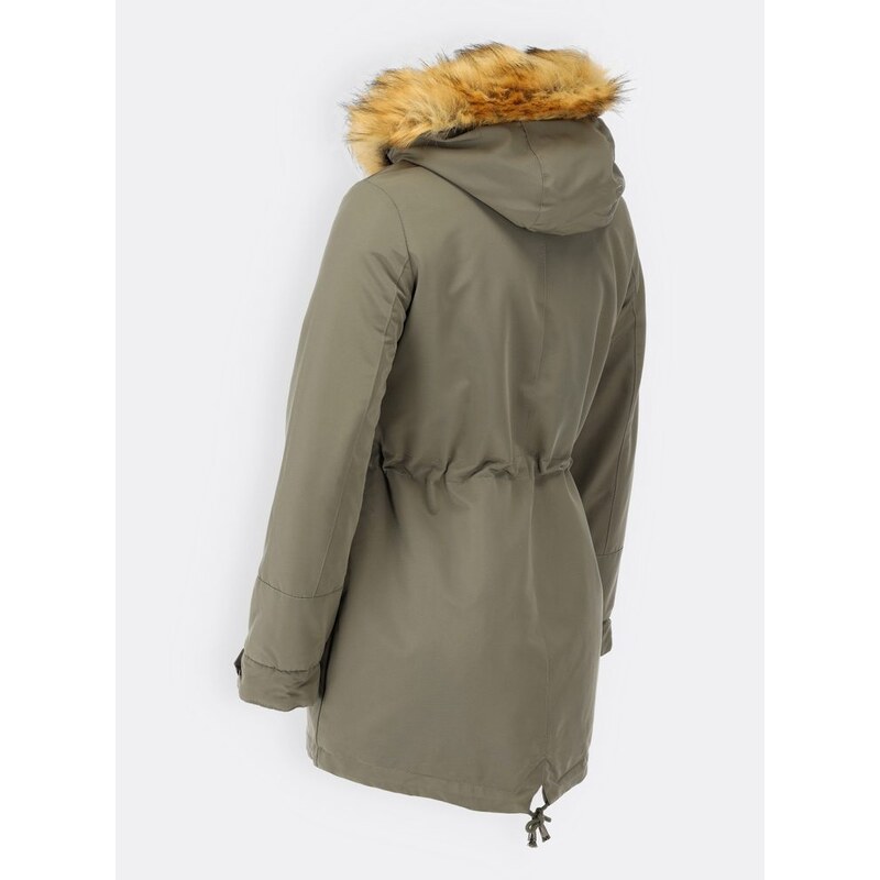 MODOVO Dámská zimní bunda s kapucí khaki