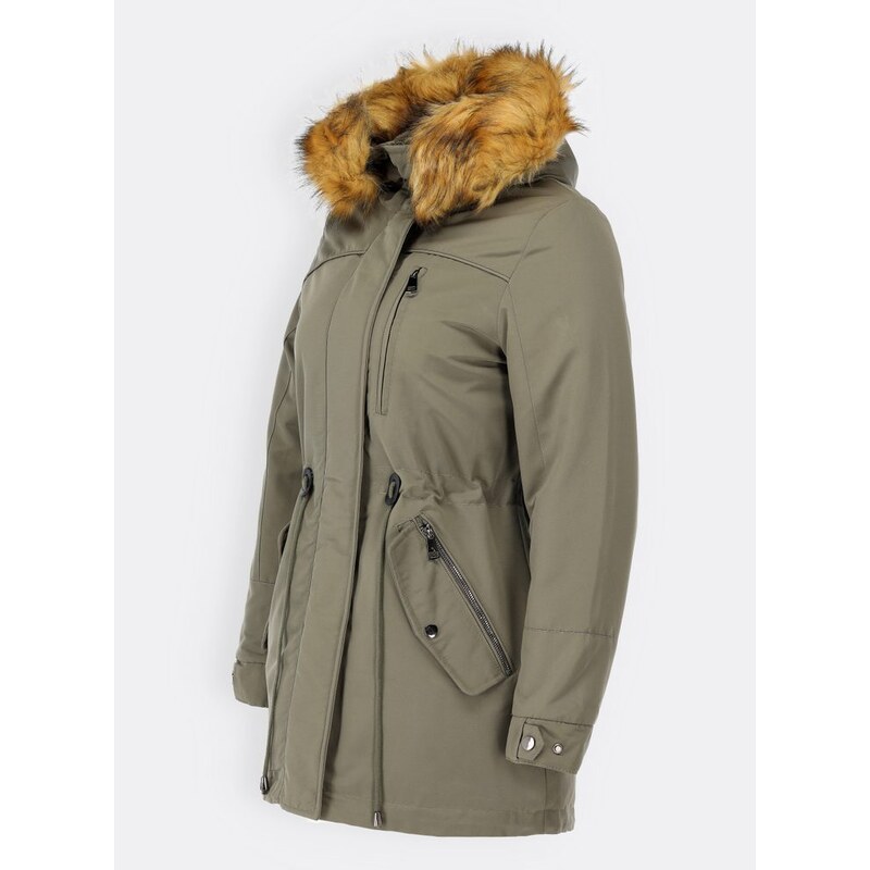 MODOVO Dámská zimní bunda s kapucí khaki