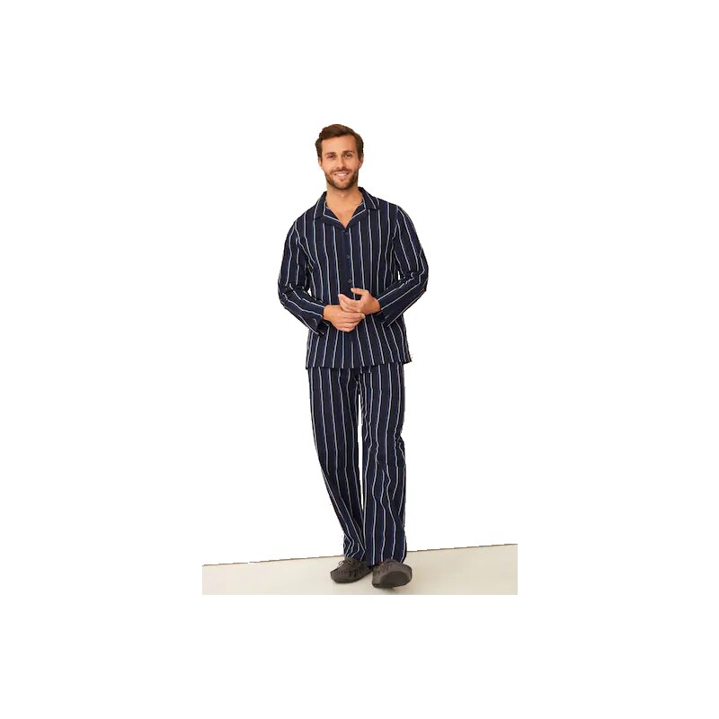 F&F 908 Pánské pyžamo dl. rukáv, bavlněné plátno, modré M