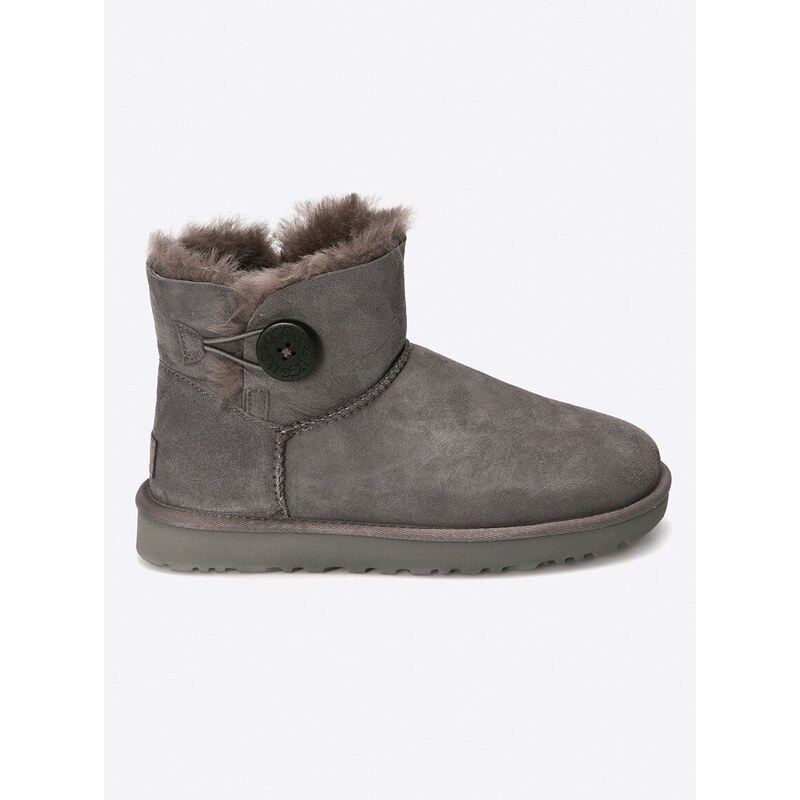 Boty UGG Mini Bailey Button II dámské, šedá barva, na plochém podpatku, zateplené, 1016422.GRY