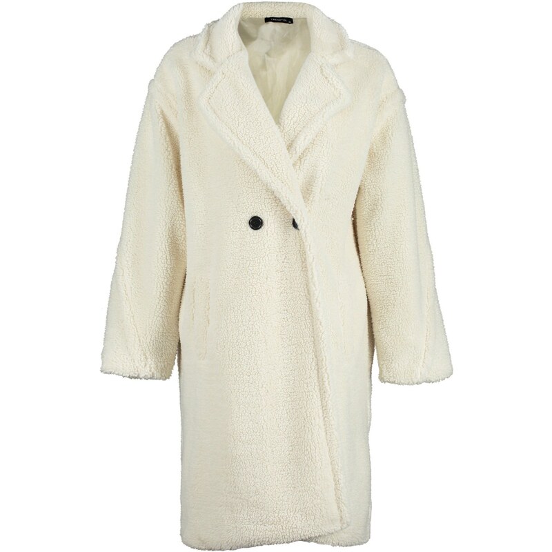 Trendyol Oversize Ecru Wide-Cut Long Plush Coat