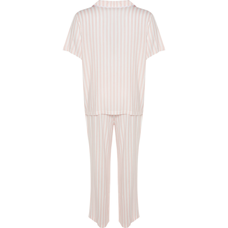 Trendyol Curve Pink Striped Woven Pajamas Set