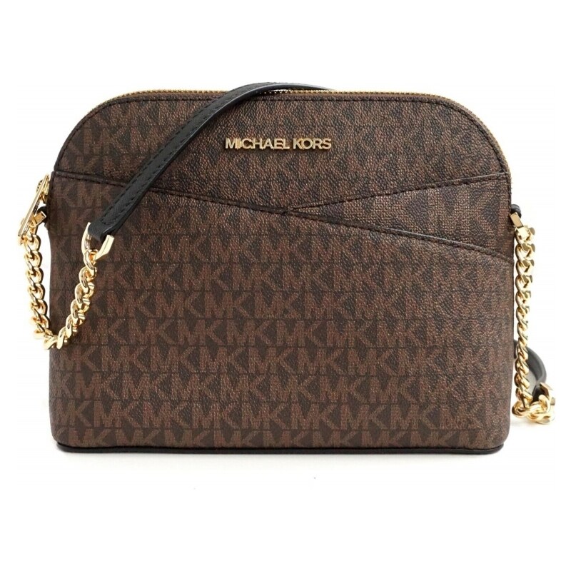 Michael Kors jet set travel dome crossbody kabelka logo hnědá černá