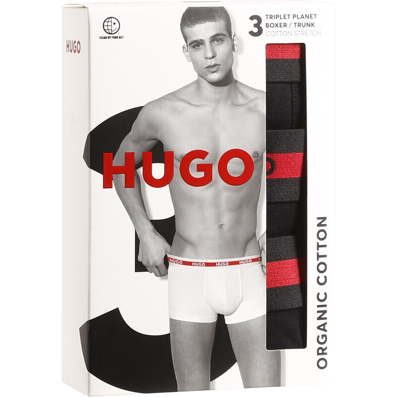 3PACK pánské boxerky HUGO černé (50492375 002)