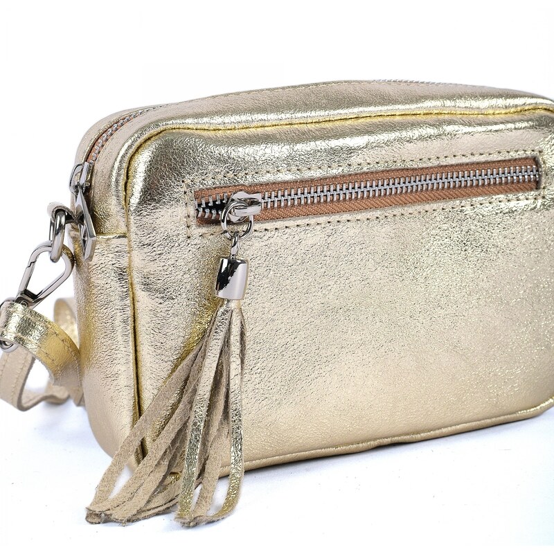 Luxusní italská kabelka z pravé kůže VERA "Goldena" 15x19cm