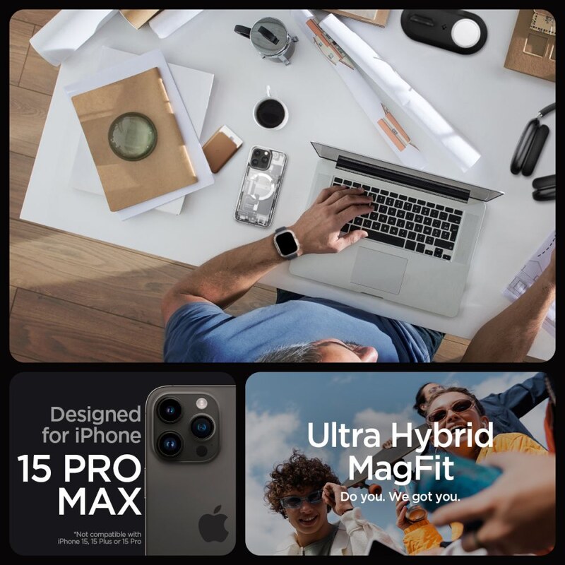 Ochranný kryt na iPhone 15 Pro MAX - Spigen, Ultra Hybrid Mag Zero One White