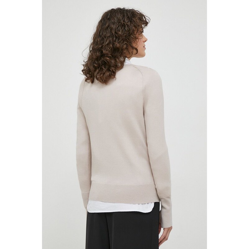 Vlněný svetr Calvin Klein dámský, béžová barva, lehký