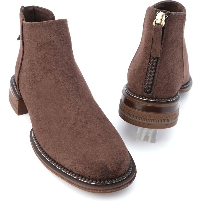 Marjin Women's Casual Boots & Booties With Zipper At The Back Efren Brown.