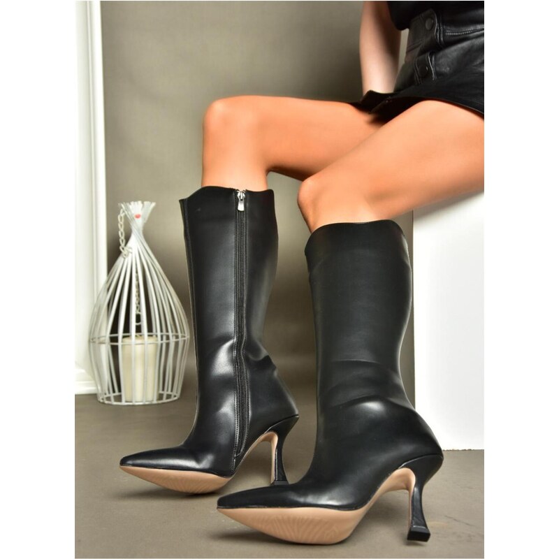 Fox Shoes R820020109 Women's Black Thin Heeled Boots