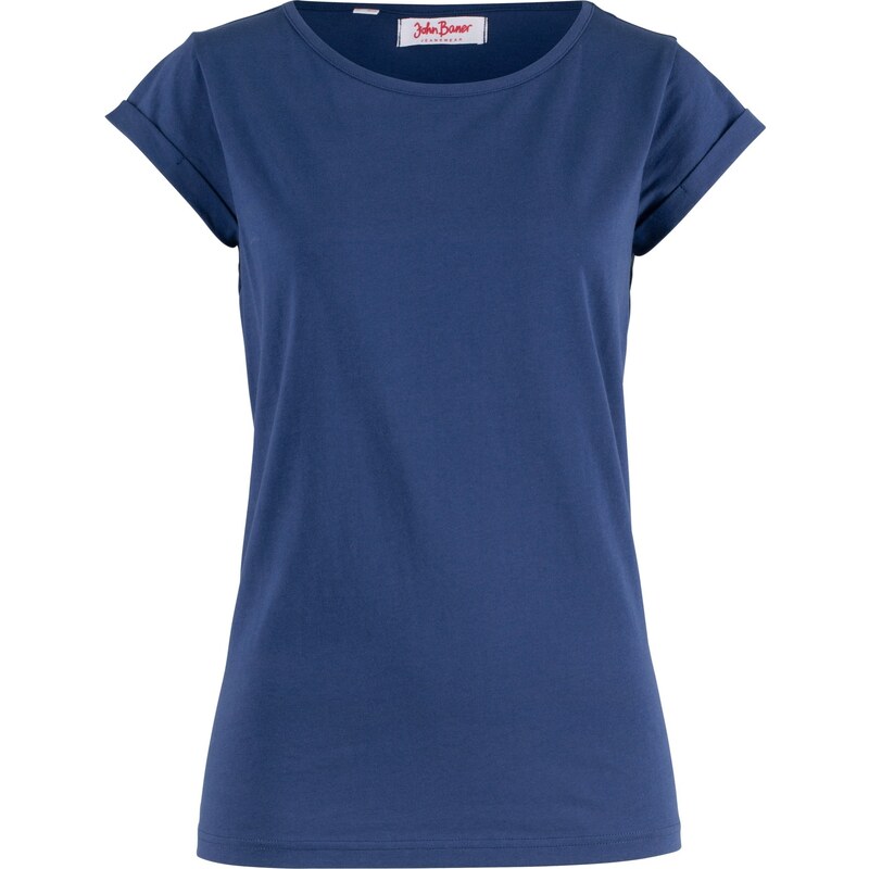 bonprix Bavlněné tričko, krátký rukáv Modrá