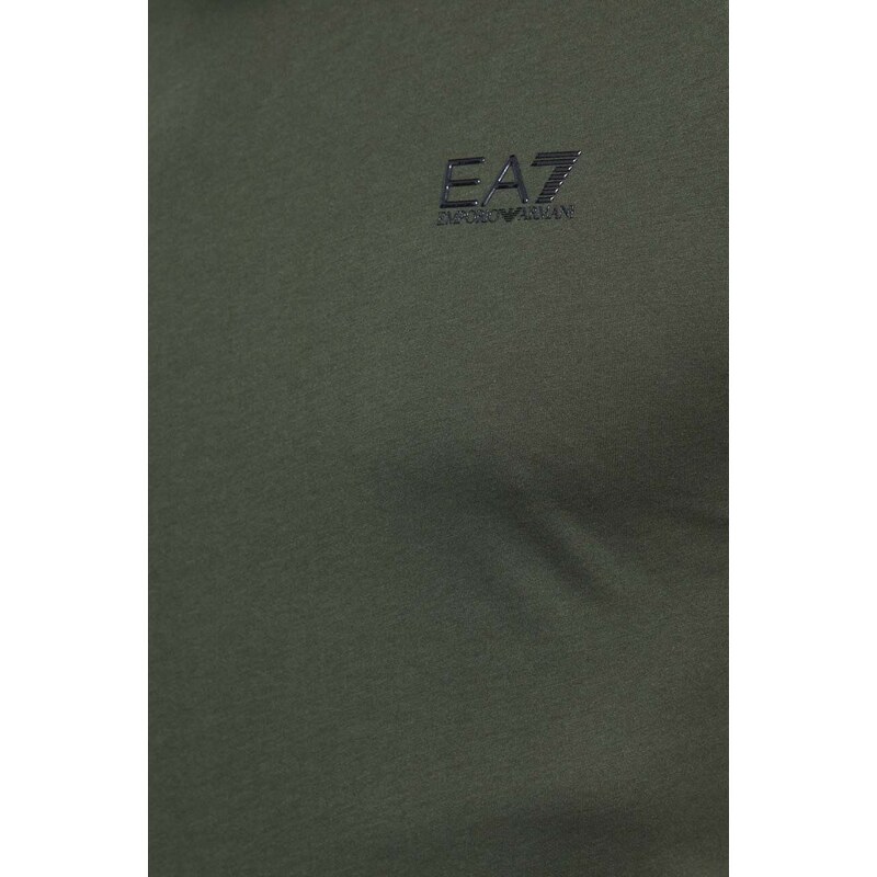 Bavlněné tričko EA7 Emporio Armani zelená barva, s potiskem