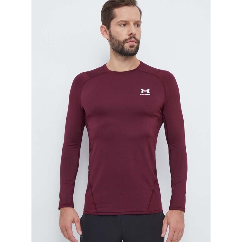 Tréninkové tričko s dlouhým rukávem Under Armour vínová barva, 1361506