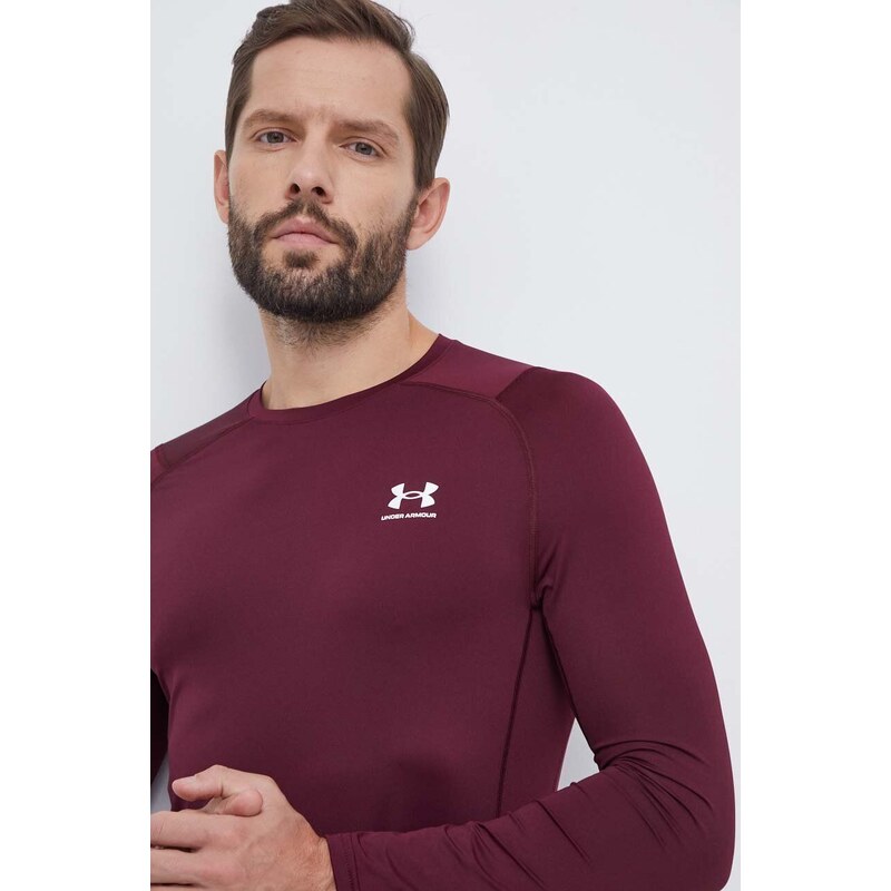 Tréninkové tričko s dlouhým rukávem Under Armour vínová barva, 1361506