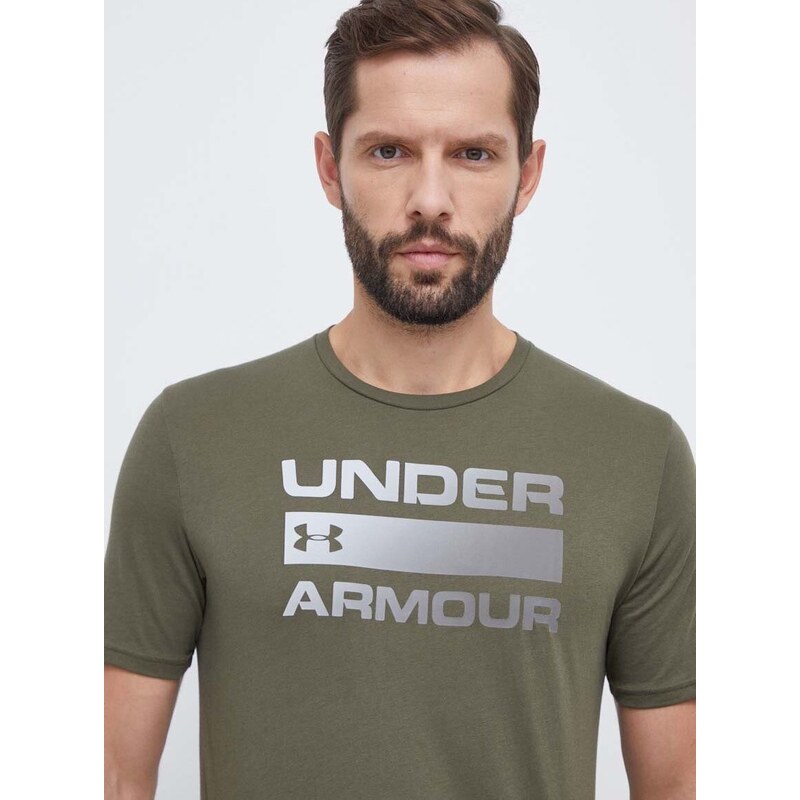 Tričko Under Armour zelená barva, s potiskem, 1329582