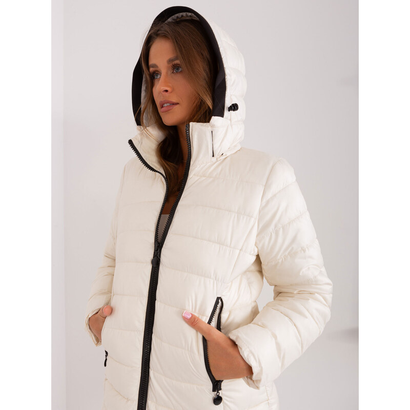 Fashionhunters Světle béžová zimní bunda s prošíváním
