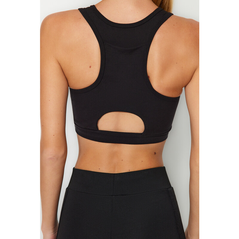 Trendyol Black Medium Support/Shaping Back Pocket Detail Knitted Sports Bra