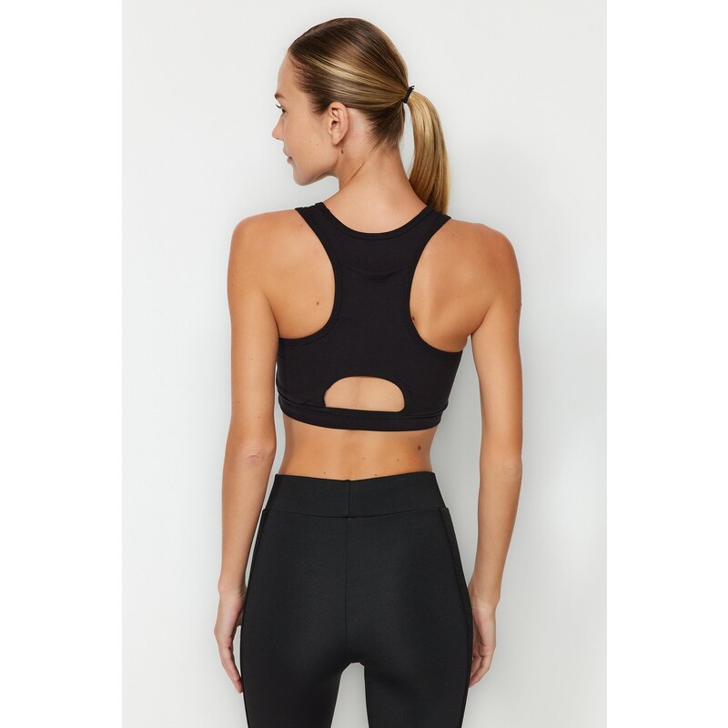 Trendyol Black Medium Support/Shaping Back Pocket Detail Knitted Sports Bra