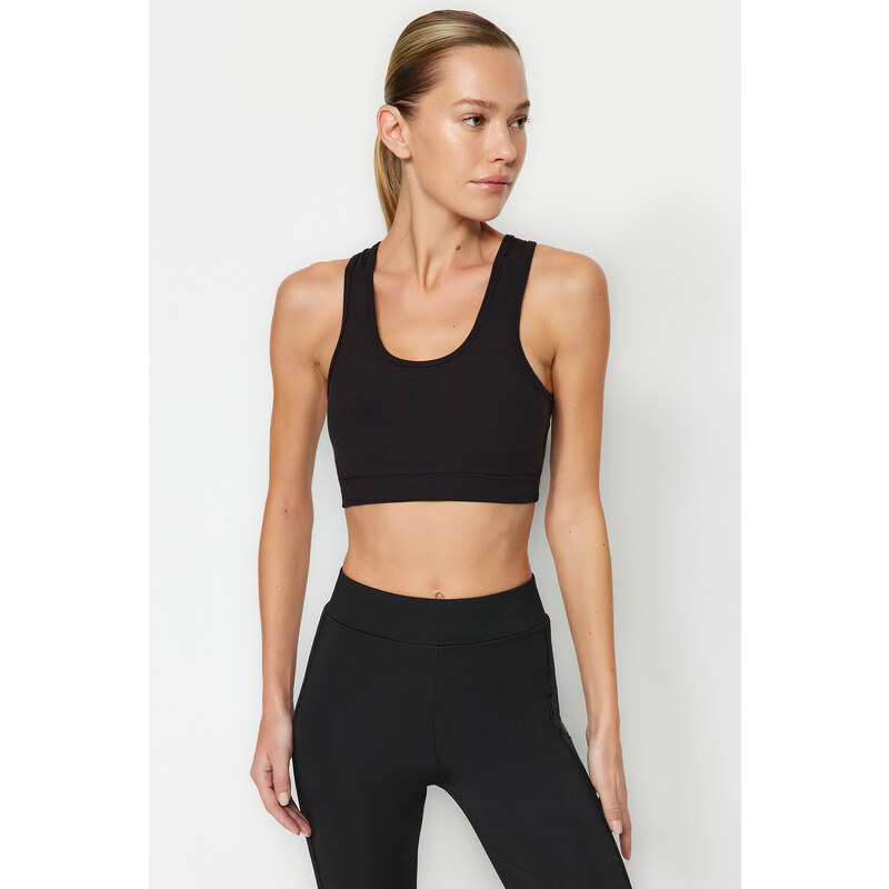 Trendyol Black Medium Support/Shaping Back Pocket Detail Knitted Sports Bra