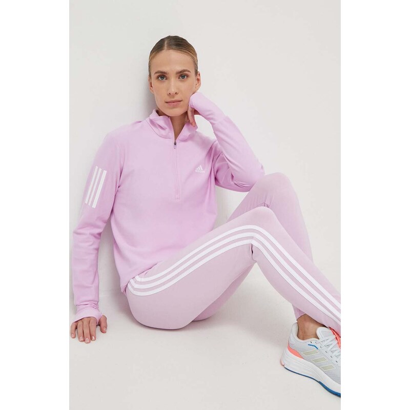 Joggingová mikina adidas Performance Own the Run růžová barva, s potiskem