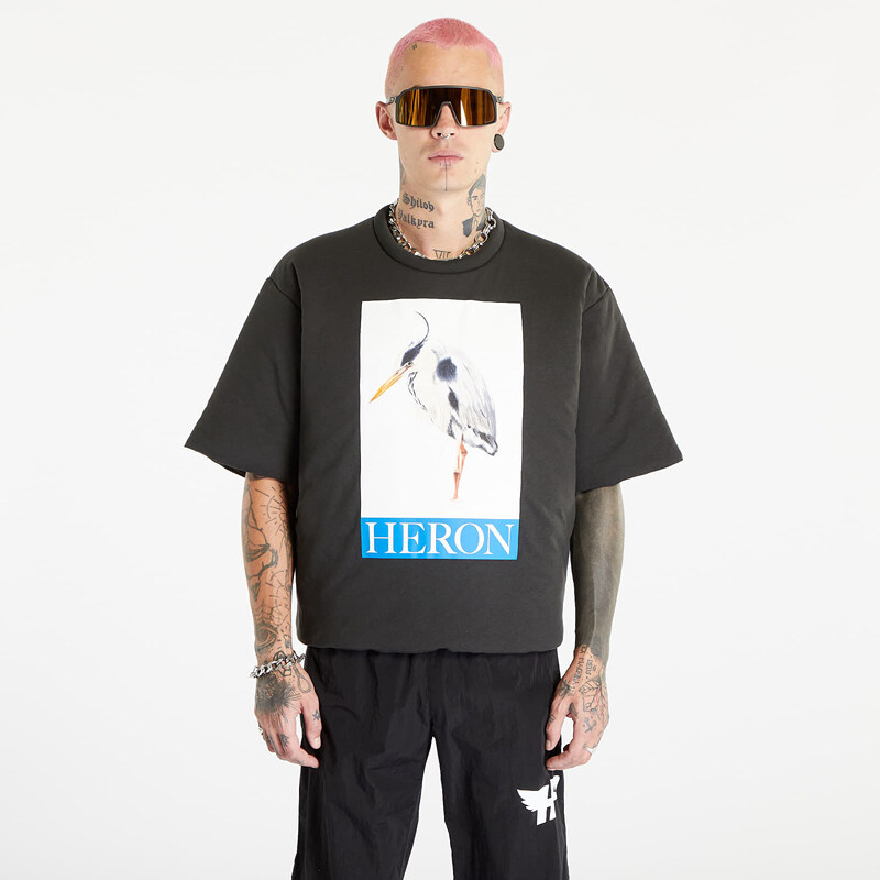 Pánské tričko HERON PRESTON Heron Bird Painted Padded Tee Black/ Blue