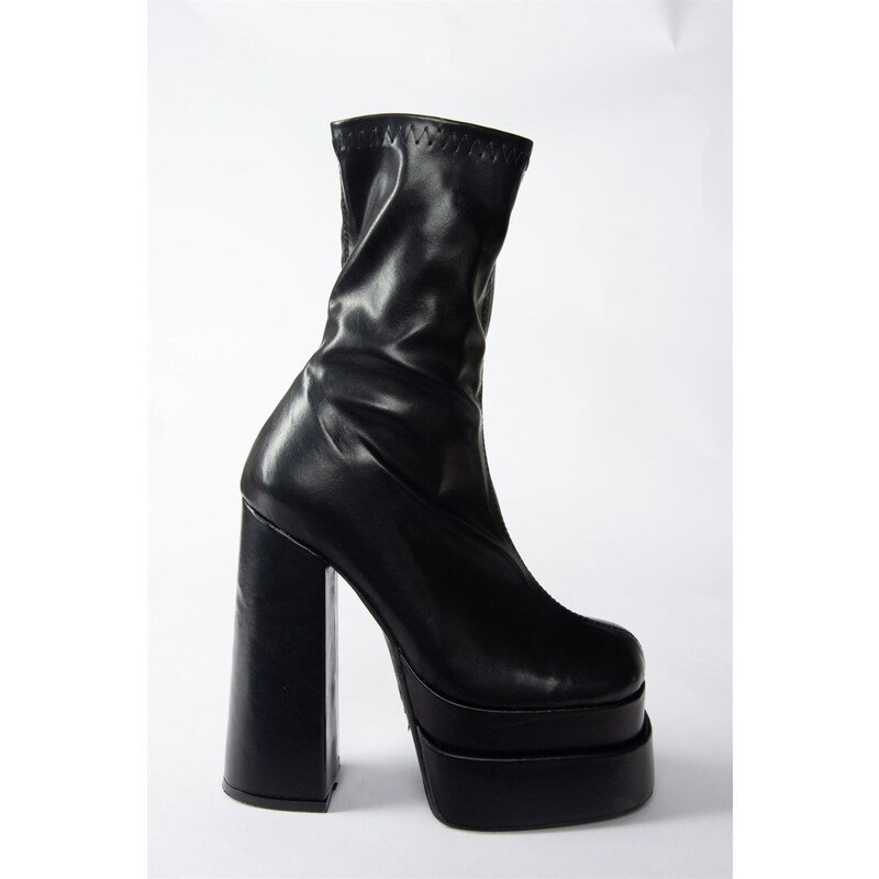 Fox Shoes Women's Black Platform Thick Heeled Boots