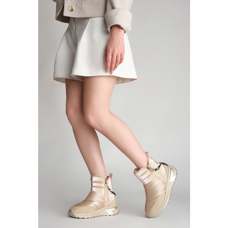 Marjin Women's Thick Sole Zippered Sports Boots Felesia Beige.