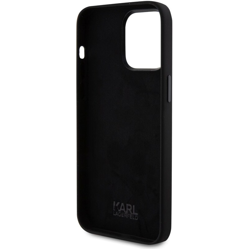 Ochranný kryt na iPhone 15 Pro MAX - Karl Lagerfeld, Liquid Silicone Karl and Choupette Heads Black