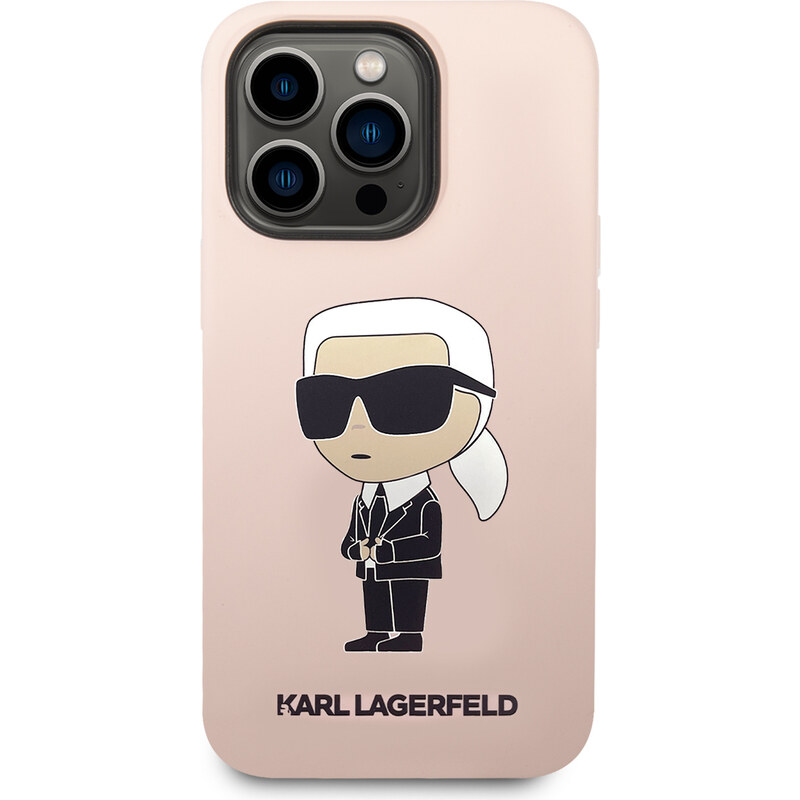 Ochranný kryt na iPhone 15 Pro - Karl Lagerfeld, Liquid Silicone Ikonik NFT Pink