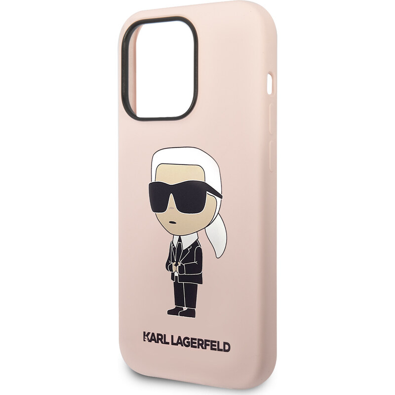 Ochranný kryt na iPhone 15 Pro - Karl Lagerfeld, Liquid Silicone Ikonik NFT Pink