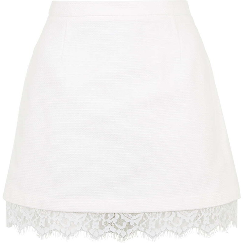 Topshop Textured Lace Hem A-Line Skirt