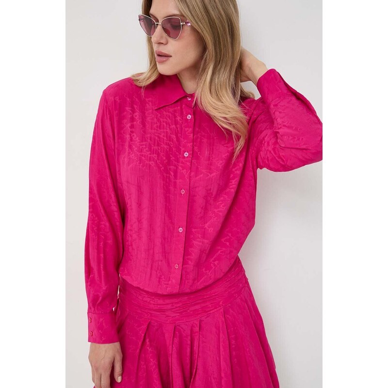 Šaty s příměsí hedvábí Pinko fialová barva, mini, oversize, 102306.A193