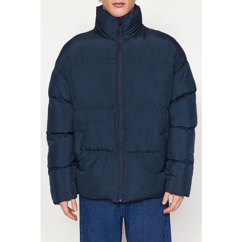 Trendyol Navy Blue Unisex Oversize Fit Stojatý límec Puffer Jacket