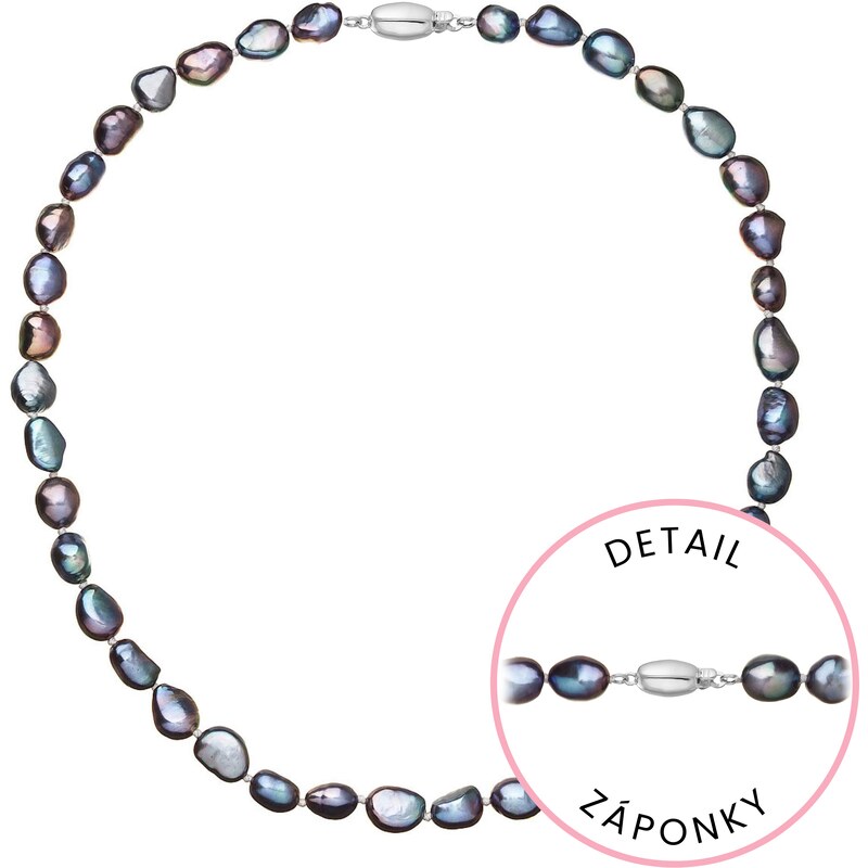 EVOLUTION GROUP Perlový náhrdelník z říčních perel se zapínáním z bílého 14 karátového zlata 822027.3/9271B peacock