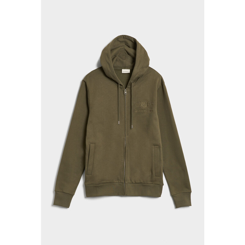 MIKINA GANT REG TONAL SHIELD FULL ZIP HOODIE zelená XS