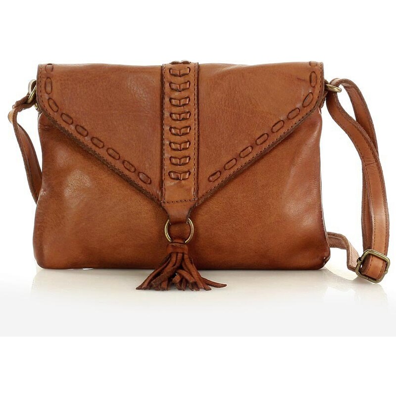 Kožená crossbody kabelka Mazzini M69 camel