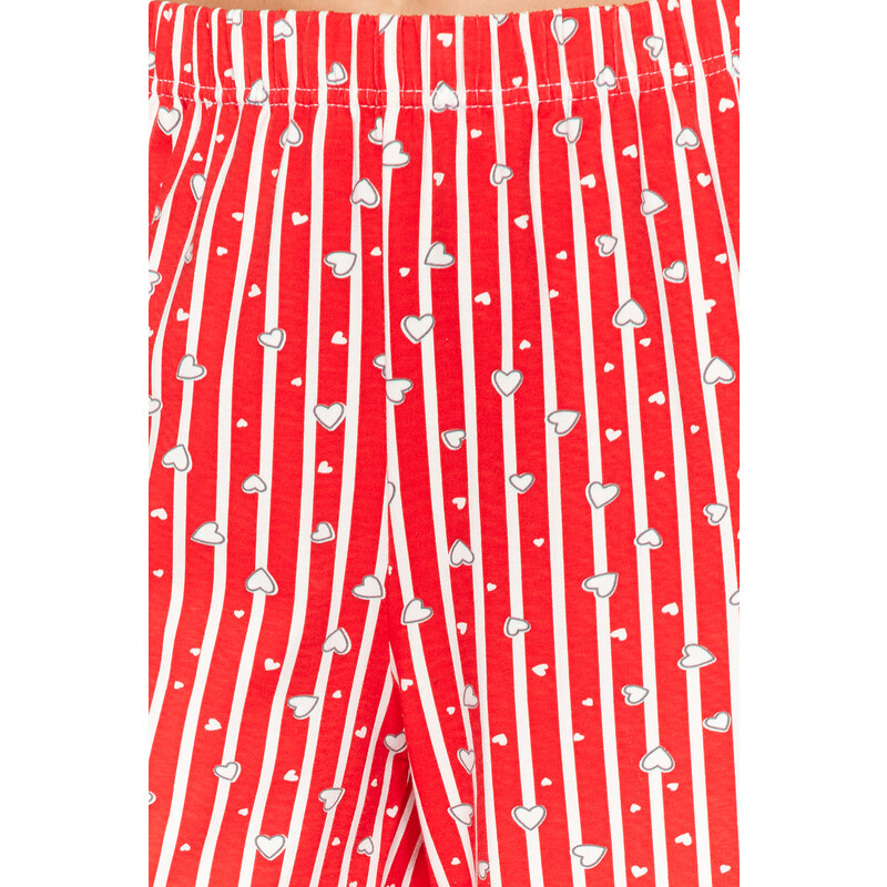 Trendyol Red Cotton Striped Knitted Pajamas Bottoms