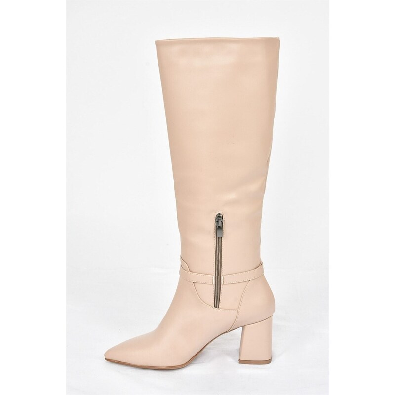 Fox Shoes Nude Women's Thick Heeled Boots