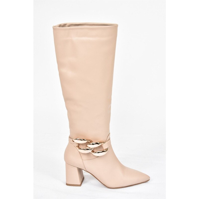 Fox Shoes Nude Women's Thick Heeled Boots