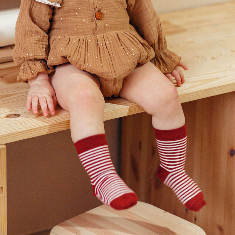 Dětské bavlněné ponožky Emel - Proužek Červená - 100-60