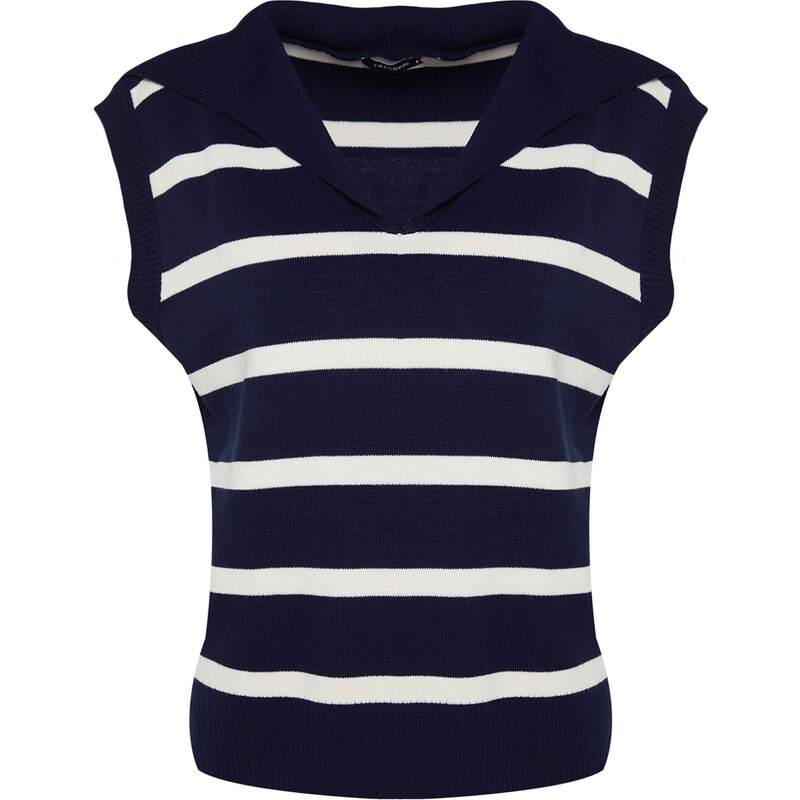 Trendyol Navy Blue Turndown Neck Pletený svetr