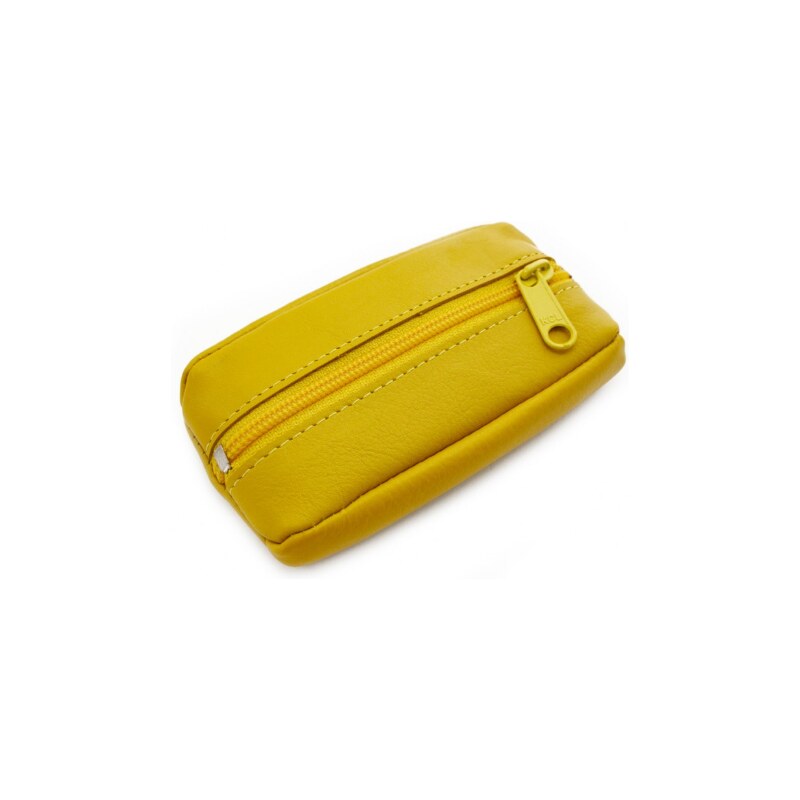 Jednoduchá kožená klíčenka Arwel - žlutá
