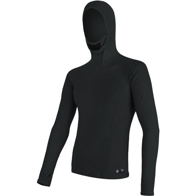 Sensor Merino Double face pánské tričko dlouhý rukáv, s kapucí Černá L