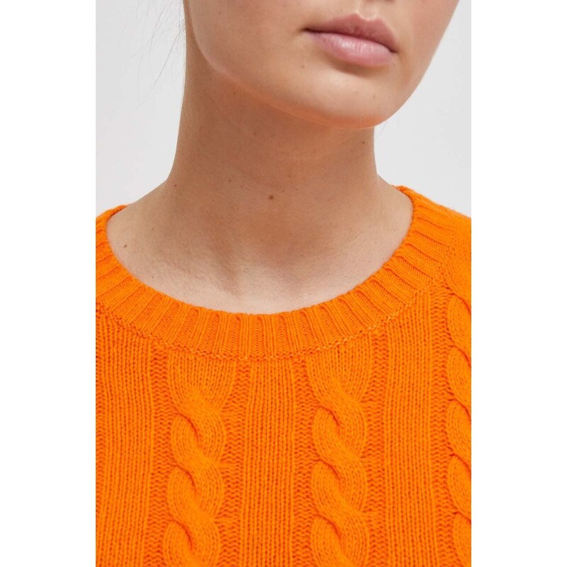 Vlněný svetr United Colors of Benetton dámský, oranžová barva, lehký