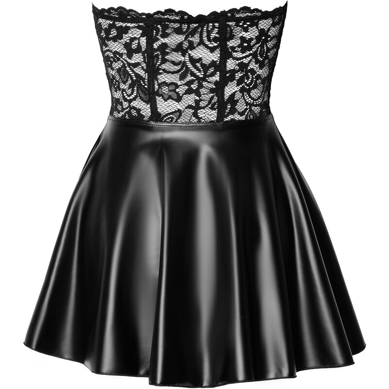 Krátké šaty Noir s korzetem z krajky a powerwetlook sukní