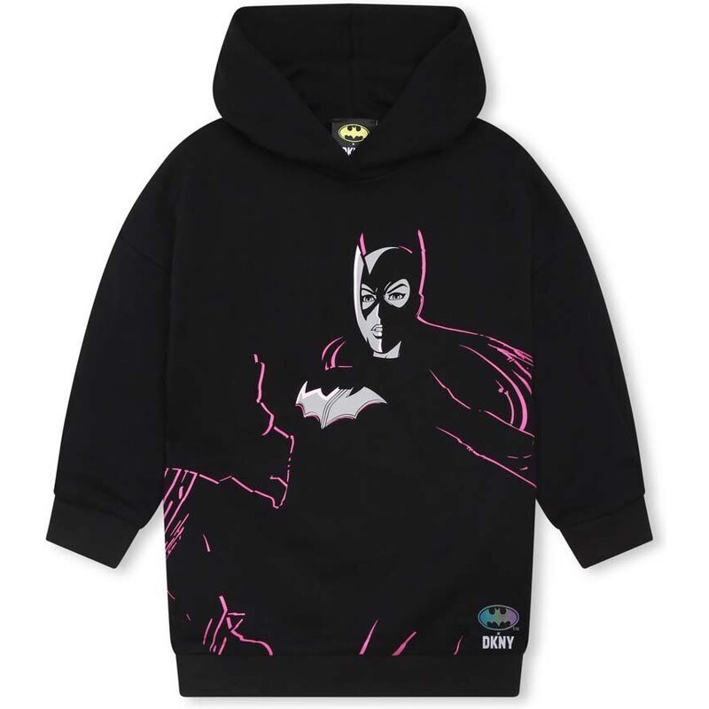 Dětské bavlněné šaty Dkny x DC Comics černá barva, mini