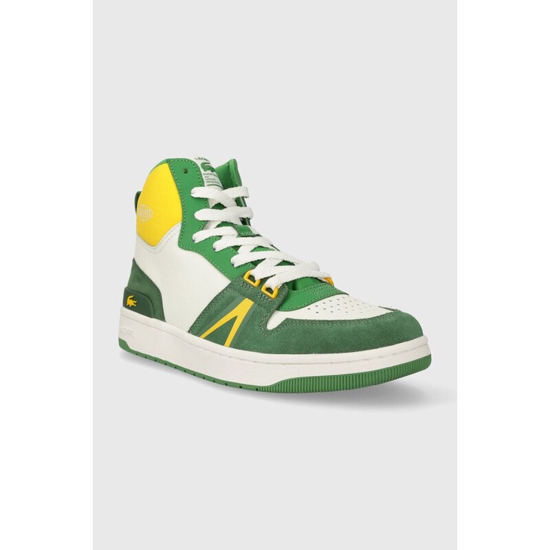 Kožené sneakers boty Lacoste L001 Leather Colorblock High-Top zelená barva, 45SMA0027