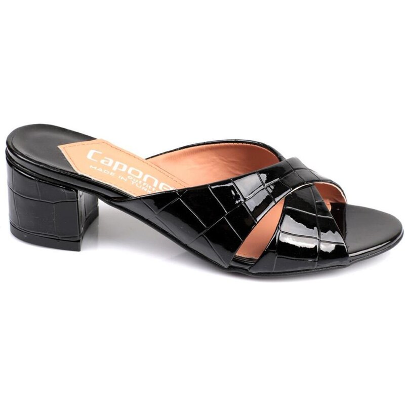 Capone Outfitters Capone Taya Cross-Band Black Women's Slippers
