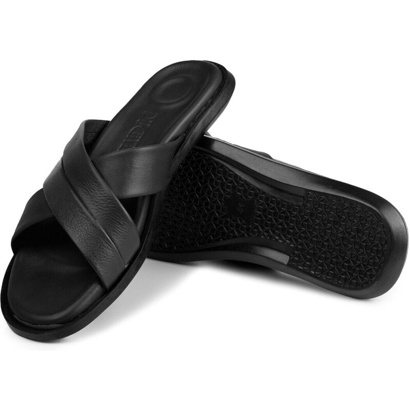 Ducavelli Bande Genuine Leather Men's Slippers, Genuine Leather Slippers, Orthopedic Sole Slippers, Leather Slippers.